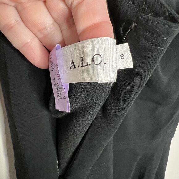 ALC Midi Dress Womens Size 8 Black Bodycon Halter Stretch Party Cocktail Event - Picture 3 of 11
